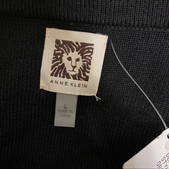 Anne Klein Double Knit Drape Front Cardigan in Blue/Black Size Large - Picture 6 of 7